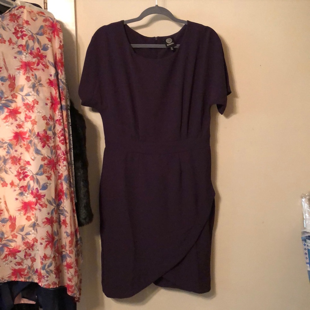 Purple Faux Wrap Sheath Dress